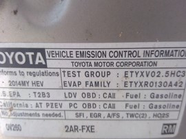 2014 TOYOTA CAMRY, TAN, LE MODEL, HYBRID, 2.5L, AT.   Z25167